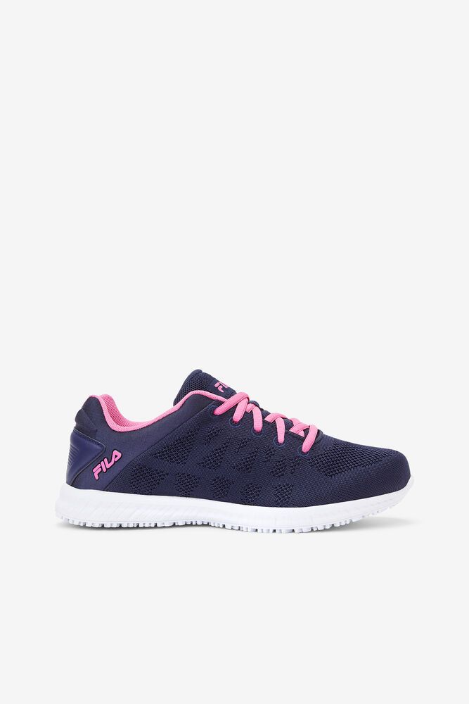 Fila Work Shoes Womens Navy/Pink - Memory Techknit Slip And Water Resistant - Philippines 1953280-UJ